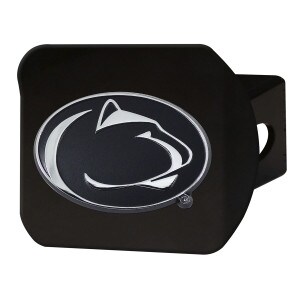 black hitch cover with black and chrome Penn State Athletic Logo
